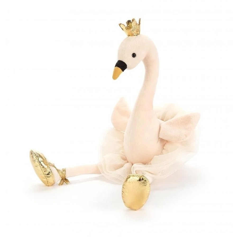 Jellycat Fancy Swan Large Retired Plush Ballerina Gold Crown Tutu Toy 22in